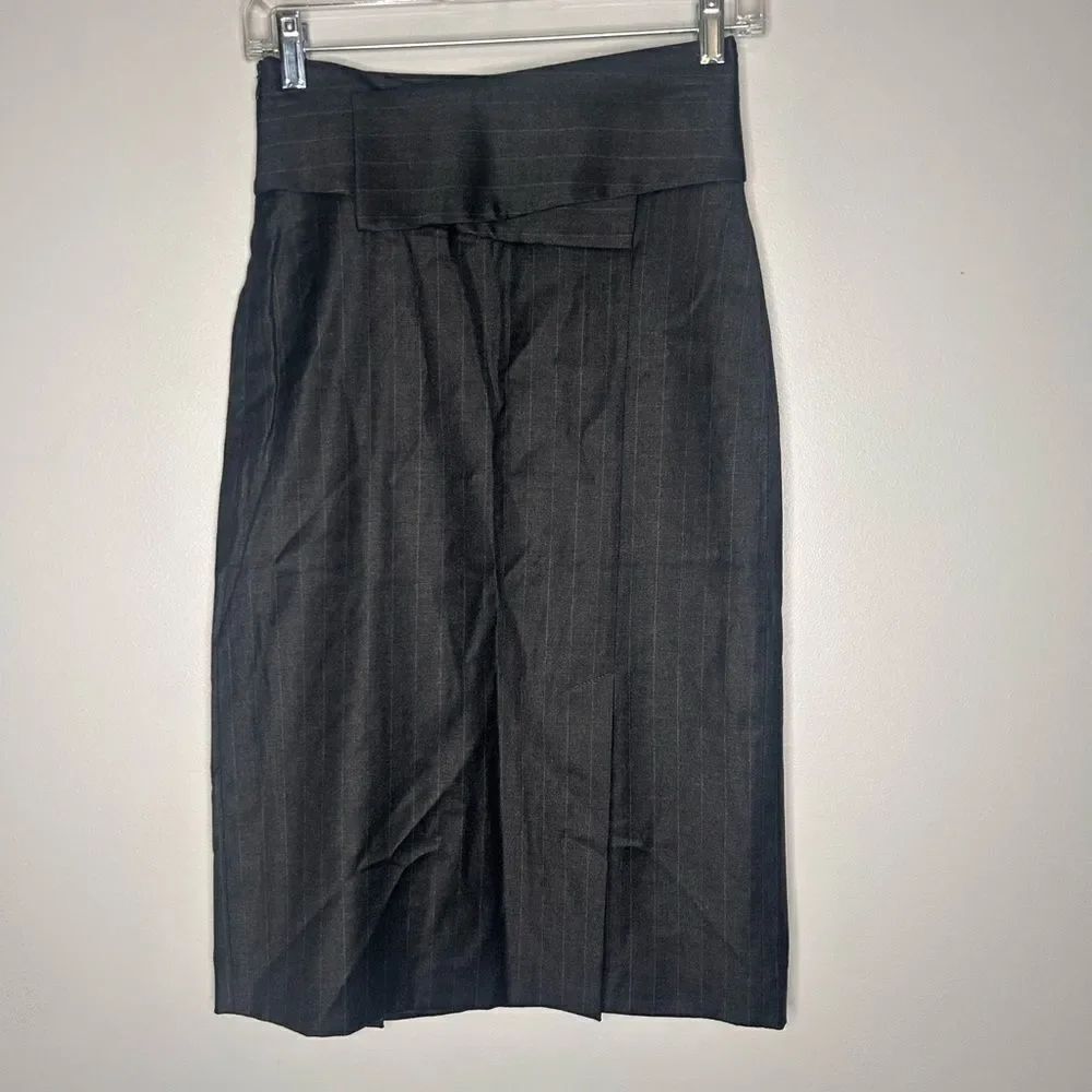 Emporio Armani Gray Pinstripe Crossover waist skirt